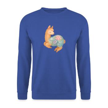 Yakuza Lama – Süße Pastell-Tattoo-Kunst - Unisex Pullover - Royalblau - Vorne - Alina (178cm) & Michal (187cm)