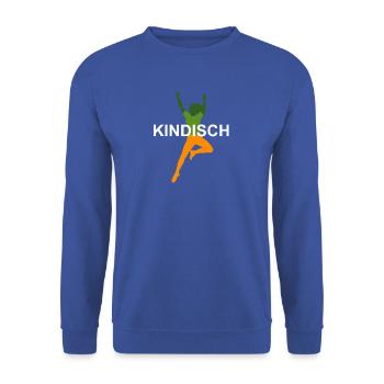 Kindisch Frau Motiv Design - Unisex Pullover - Royalblau - Vorne - Alina (178cm) & Michal (187cm)