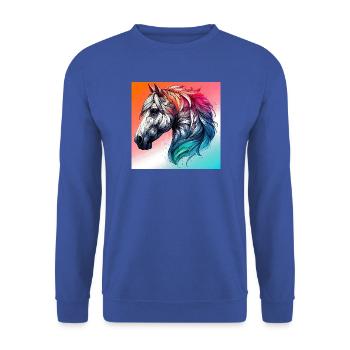 Pferd - Unisex Pullover - Royalblau - Vorne - Alina (178cm) & Michal (187cm)