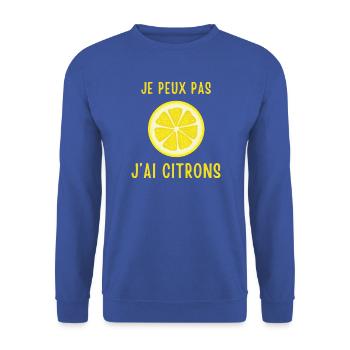 Ich kann nicht, ich habe Zitronen - Unisex Pullover - Royalblau - Vorne - Alina (178cm) & Michal (187cm)