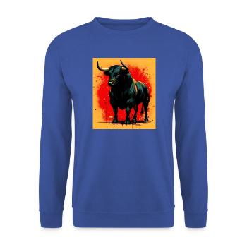 Stier - Unisex Pullover - Royalblau - Vorne - Alina (178cm) & Michal (187cm)