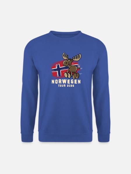 Norwegen Tour 2026 mit lustigem Elch - Unisex Pullover - Royalblau