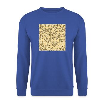 Geometrisches Blumenmuster für Stickstoffe - Unisex Pullover - Royalblau - Vorne - Alina (178cm) & Michal (187cm)