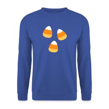 Candy Corn Halloween Muster - Unisex Pullover - Royalblau - Vorne - Alina (178cm) & Michal (187cm)