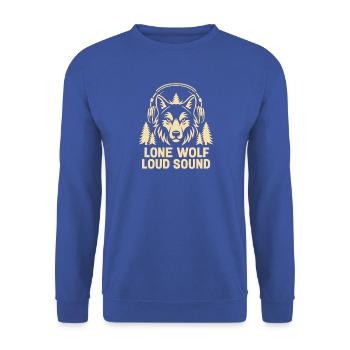 Einsamer Wolf mit Kopfhörer und Natur - Unisex Pullover - Royalblau - Vorne - Alina (178cm) & Michal (187cm)