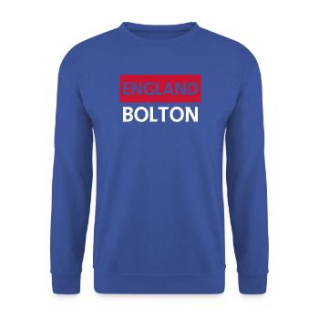 England-Modell des Bolton-Wimpels - Unisex Pullover - Royalblau - Vorne - Alina (178cm) & Michal (187cm)