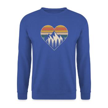 Herz aus Berglandschaft mit Tannen - Unisex Pullover - Royalblau - Vorne - Alina (178cm) & Michal (187cm)