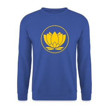 Gelbe Lotus Blüte Illustration - Unisex Pullover - Royalblau - Vorne - Alina (178cm) & Michal (187cm)