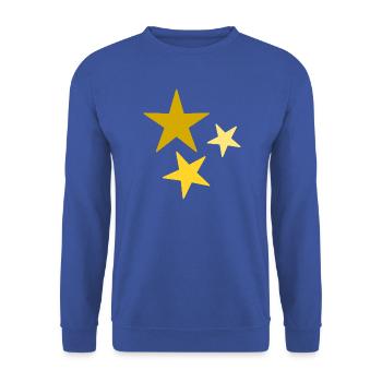 Goldene Sterne Astronomisches Motiv - Unisex Pullover - Royalblau - Vorne - Alina (178cm) & Michal (187cm)