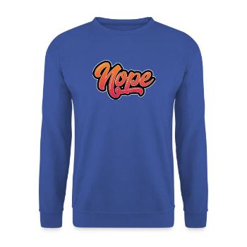 Motivierender Nope Schriftzug mit Farbverlauf - Unisex Pullover - Royalblau - Vorne - Alina (178cm) & Michal (187cm)