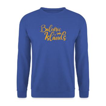 Baleárische Inseln Schriftzug - Unisex Pullover - Royalblau - Vorne - Alina (178cm) & Michal (187cm)
