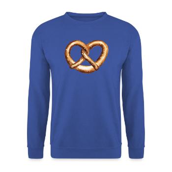 Herzförmige Brezel - Unisex Pullover - Royalblau - Vorne - Alina (178cm) & Michal (187cm)
