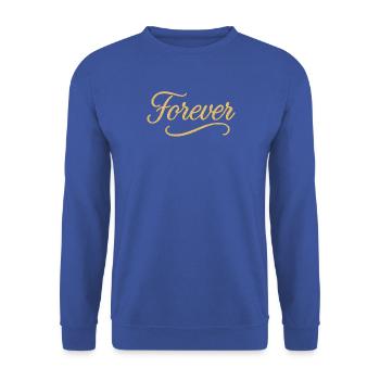 Eleganter goldener Schriftzug für immer - Unisex Pullover - Royalblau - Vorne - Alina (178cm) & Michal (187cm)