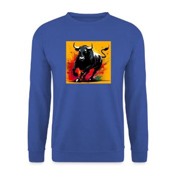 Stier - Unisex Pullover - Royalblau - Vorne - Alina (178cm) & Michal (187cm)