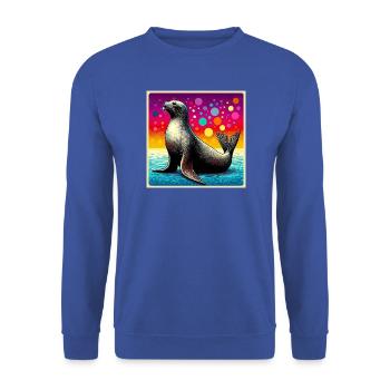 Siegel - Unisex Pullover - Royalblau - Vorne - Alina (178cm) & Michal (187cm)