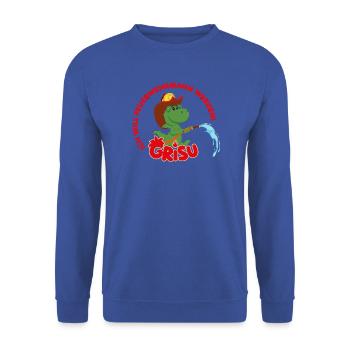 Grisu Der Kleine Drache Will Feuerwehrmann Werden! - Unisex Pullover - Royalblau - Vorne - Alina (178cm) & Michal (187cm)