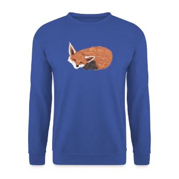 Füchsin im Schlaf mit Warmfarben - Unisex Pullover - Royalblau - Vorne - Alina (178cm) & Michal (187cm)