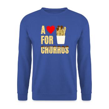 Ein Herz für Churros - Unisex Pullover - Royalblau - Vorne - Alina (178cm) & Michal (187cm)
