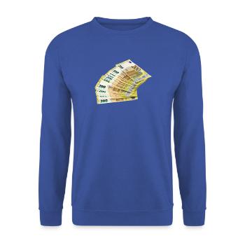 Edel Euro Geldscheine Design - Unisex Pullover - Royalblau - Vorne - Alina (178cm) & Michal (187cm)