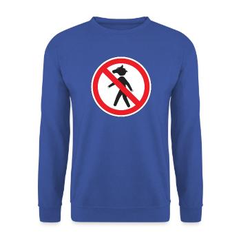 Werwolf-Verbotsschild – Hu Signage - Unisex Pullover - Royalblau - Vorne - Alina (178cm) & Michal (187cm)
