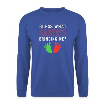 Werdender Papa werdende Väter Weihnachten - Unisex Pullover - Royalblau - Vorne - Alina (178cm) & Michal (187cm)
