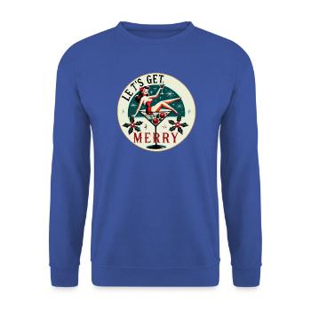 Festliches Pin-Up Cocktail Design - Unisex Pullover - Royalblau - Vorne - Alina (178cm) & Michal (187cm)