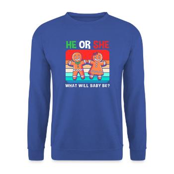 Werdender Papa werdende Väter Weihnachten - Unisex Pullover - Royalblau - Vorne - Alina (178cm) & Michal (187cm)