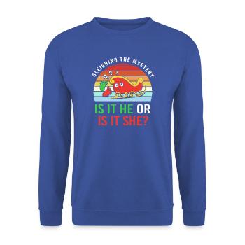 Werdender Papa werdende Väter Weihnachten - Unisex Pullover - Royalblau - Vorne - Alina (178cm) & Michal (187cm)