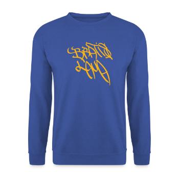 Bratislava Graffiti Tag - Unisex Pullover - Royalblau - Vorne - Alina (178cm) & Michal (187cm)