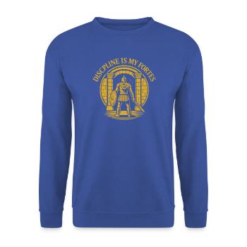 Disziplin ist mein Festungsentwurf - Unisex Pullover - Royalblau - Vorne - Alina (178cm) & Michal (187cm)