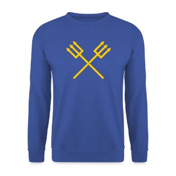 Dreizack - Unisex Pullover - Royalblau - Vorne - Alina (178cm) & Michal (187cm)