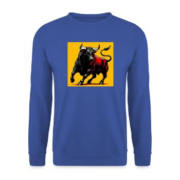 Stier - Unisex Pullover - Royalblau - Vorne - Alina (178cm) & Michal (187cm)