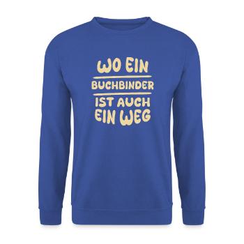 Geschenk für Buchbinder - Unisex Pullover - Royalblau - Vorne - Alina (178cm) & Michal (187cm)