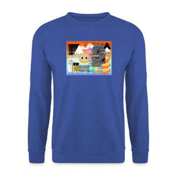 Abstrakte geometrische Mischung für kreative Looks - Unisex Pullover - Royalblau - Vorne - Alina (178cm) & Michal (187cm)