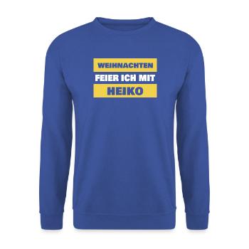 Heiko als Vorname - Unisex Pullover - Royalblau - Vorne - Alina (178cm) & Michal (187cm)