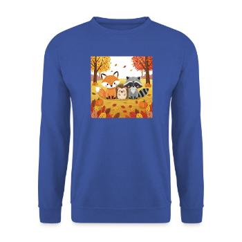 Herbstliche Waldtiere Illustration - Unisex Pullover - Royalblau - Vorne - Alina (178cm) & Michal (187cm)