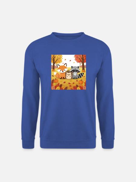 Herbstliche Waldtiere Illustration - Unisex Pullover - Royalblau