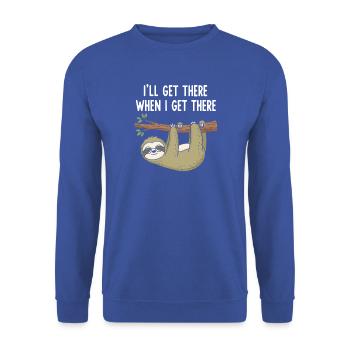 Lässiger Faultier Spruch - Unisex Pullover - Royalblau - Vorne - Alina (178cm) & Michal (187cm)
