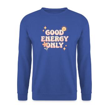 Good Energy Only – Retro-Pastell-Vibes - Unisex Pullover - Royalblau - Vorne - Alina (178cm) & Michal (187cm)