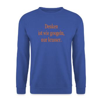 Denken - Unisex Pullover - Royalblau - Vorne - Alina (178cm) & Michal (187cm)