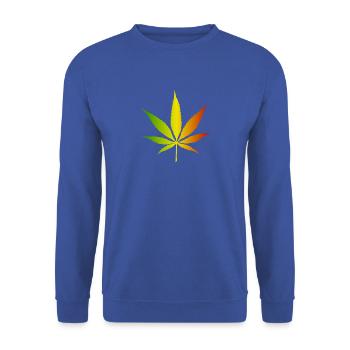 Rasta Gradient Cannabisblatt - Unisex Pullover - Royalblau - Vorne - Alina (178cm) & Michal (187cm)