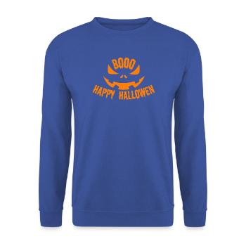 Kürbis Boo Halloween Lächeln - Unisex Pullover - Royalblau - Vorne - Alina (178cm) & Michal (187cm)