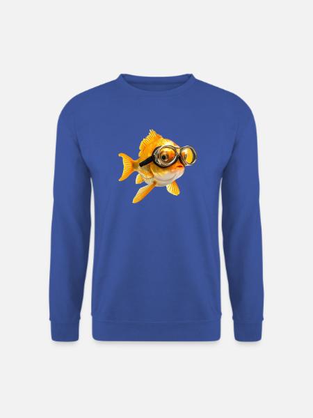 Goldfisch mit Taucherbrille - Unisex Pullover - Royalblau
