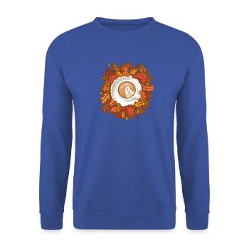 Leaves are Falling, Coffee is Calling - Unisex Pullover - Royalblau - Vorne - Alina (178cm) & Michal (187cm)