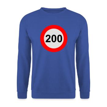 Geschwindigkeitsbegrenzung 200 km/h - Unisex Pullover - Royalblau - Vorne - Alina (178cm) & Michal (187cm)