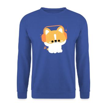 Kopfhörer Corgi - Unisex Pullover - Royalblau - Vorne - Alina (178cm) & Michal (187cm)