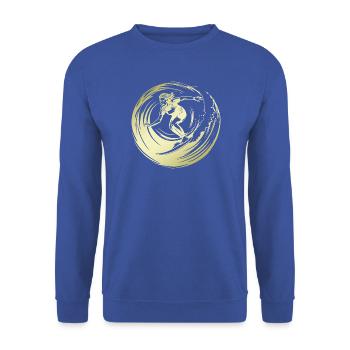 Surfer Silhouette Surfing - Unisex Pullover - Royalblau - Vorne - Alina (178cm) & Michal (187cm)