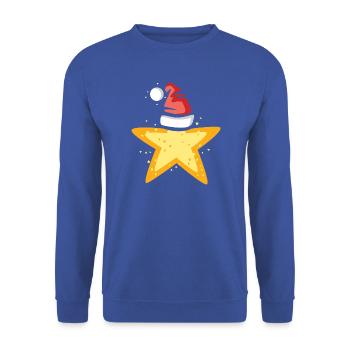 Weihnachtsstern mit Santa Mütze Illustration - Unisex Pullover - Royalblau - Vorne - Alina (178cm) & Michal (187cm)