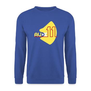 Logo des Departements Aude 11 - Unisex Pullover - Royalblau - Vorne - Alina (178cm) & Michal (187cm)