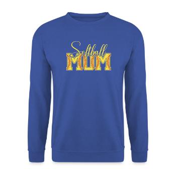 Softball Mom Logo mit Schriftzug - Unisex Pullover - Royalblau - Vorne - Alina (178cm) & Michal (187cm)